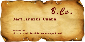 Bartlinszki Csaba névjegykártya
